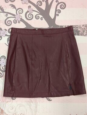 Women's Burgundy Faux Leather Mini Skirt